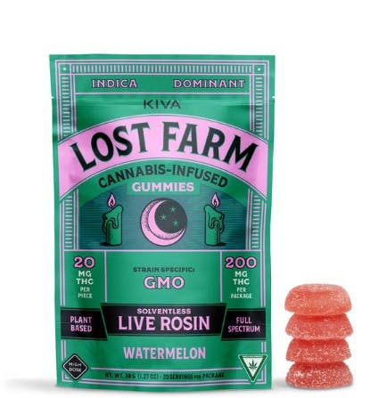Product: Watermelon | 20mg x 10pk | Live Rosin Infused | Lost Farm