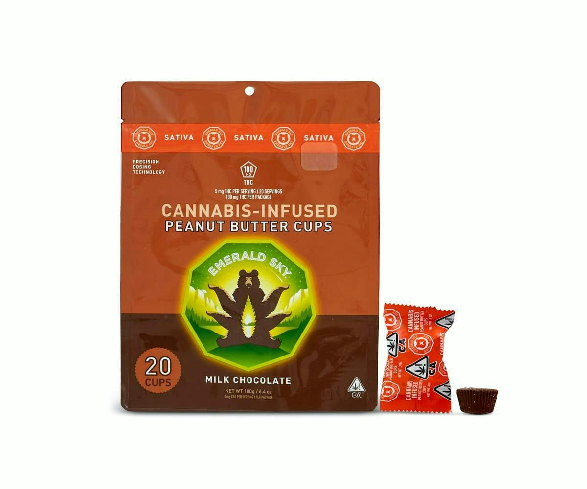 Emerald Sky Peanut Butter Cups Sativa Dark Chocolate 100mg