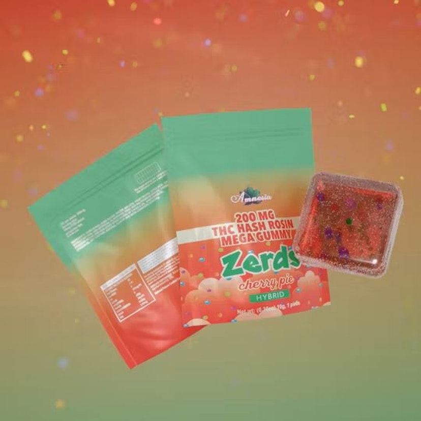 Amnesia 200mg 1pk Hash Rosin Zerds Gummies Cherry Pie