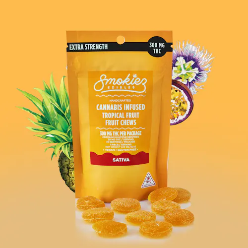 Sour Tropical Fruit 1:1 CBD 10mg (10ct) – Smokiez Chews-1