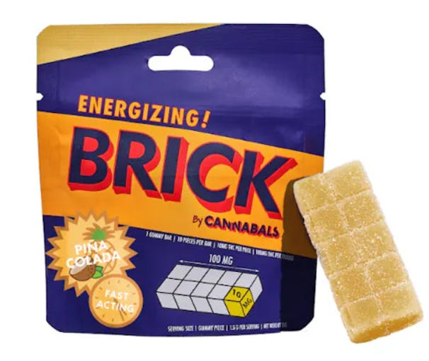 Cannabals | Pina Colada | Live Resin Fast Acting Gummy BRICK | 1 piece w/scores | 100mg