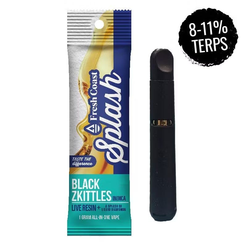 Product: Fresh Coast | Splash Black Zkittles Live Resin All-In-One Cartridge | 1g