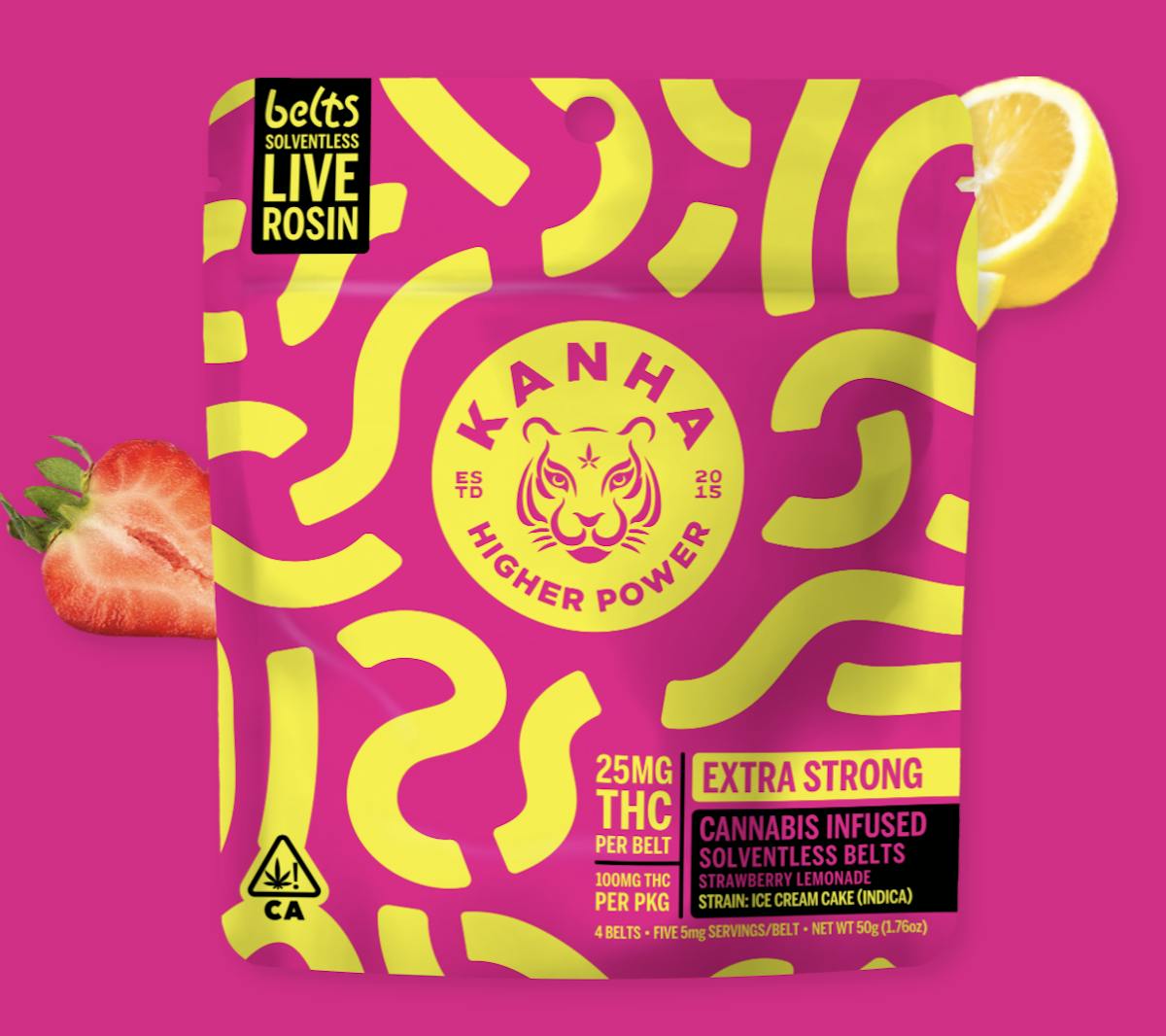 Photo of Kanha Sour Strawberry Lemonade Live Rosin Belts 100mg 4pk
