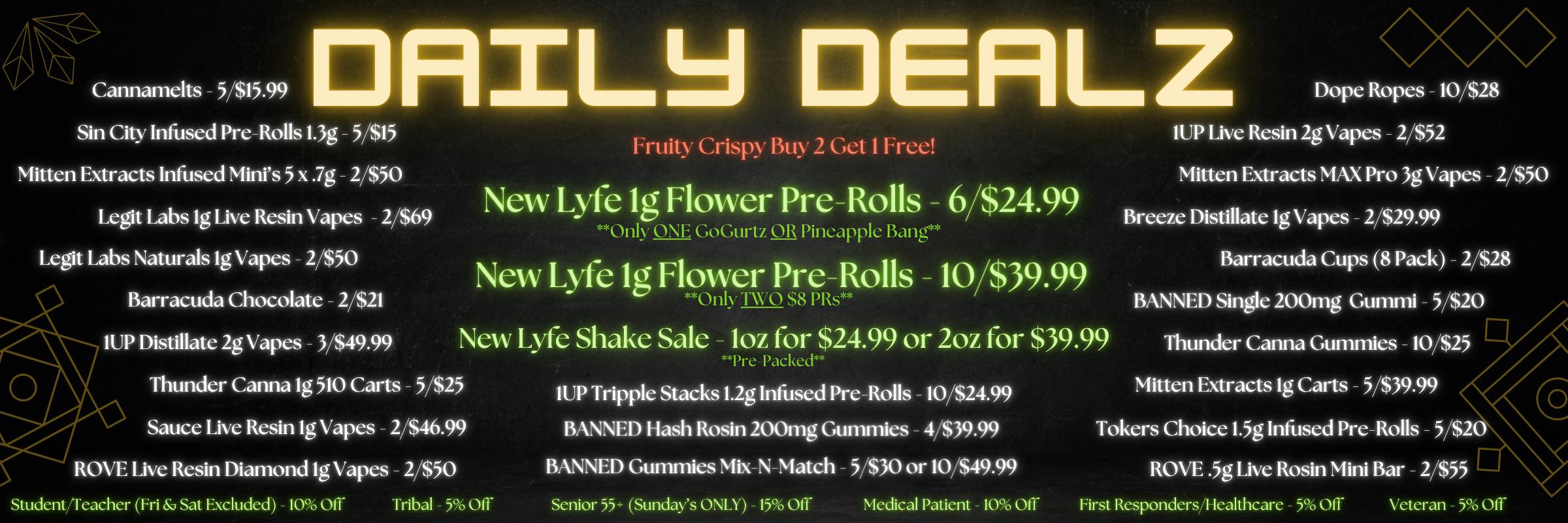 Dispensary Cannabis Weed Bud Pot Marijuana Deals Award Winning #1 Flower High Times Winner  near me Edibles Drinks preroll