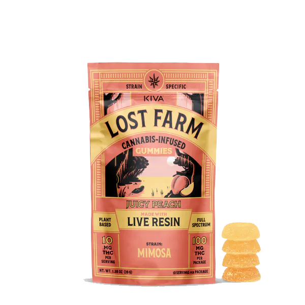 Juicy Peach | 20mg x 10pk | Live Resin Infused | Lost Farms