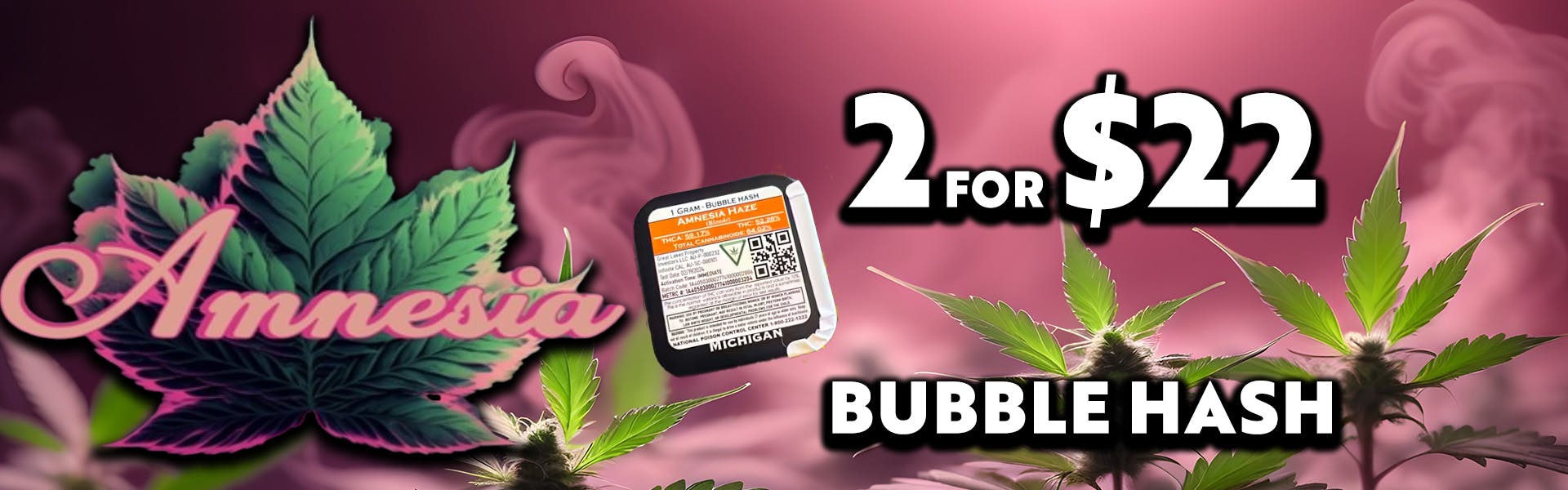 Amnesia - 1g Bubble Hash - 2/$22