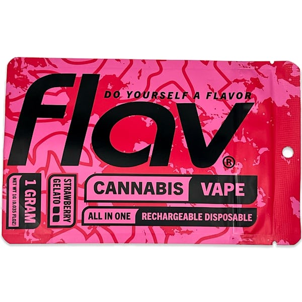 Product: flav | Strawberry Gelato Disposable/Rechargeable All-in-one Cartridge | 1.0g