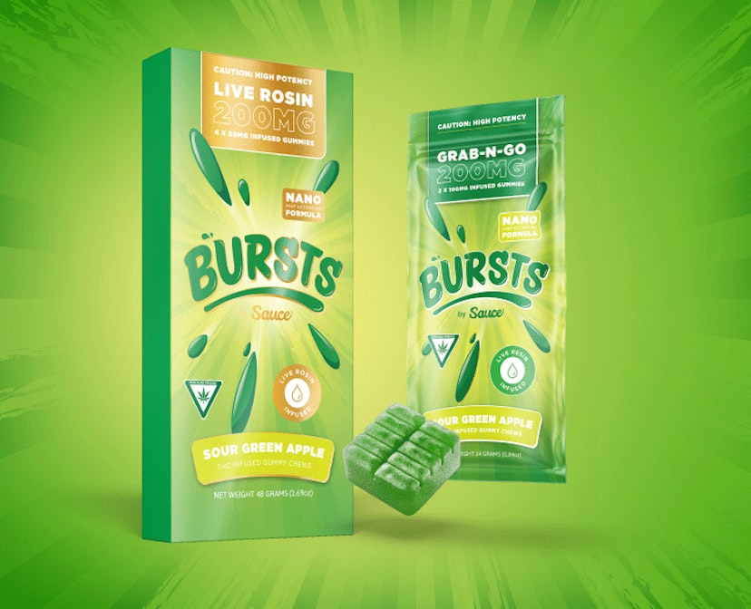Sauce Bursts - Sour Green Apple 200mg Live Rosin Gummies