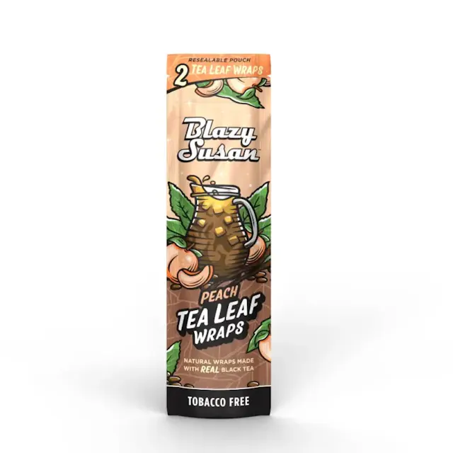 Blazy Susan Tea Leaf Wraps Peach 2pk (hybrid, papers rolling supplies)