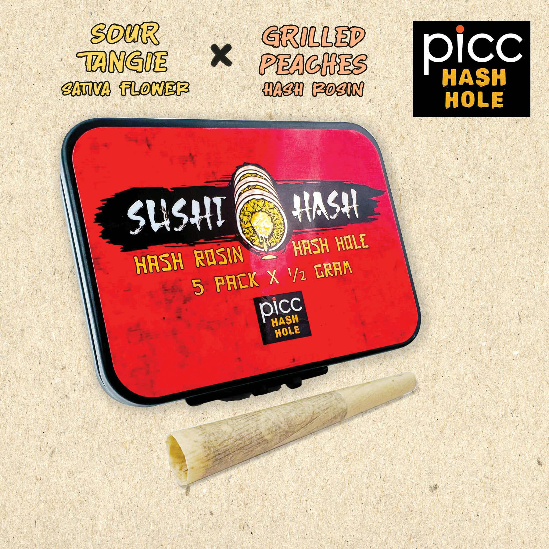 SUSHI HASH | HASH HOLE | .5G 5-PACK (2.5G) | Sour Tangie × Grilled Peaches Rosin (S)