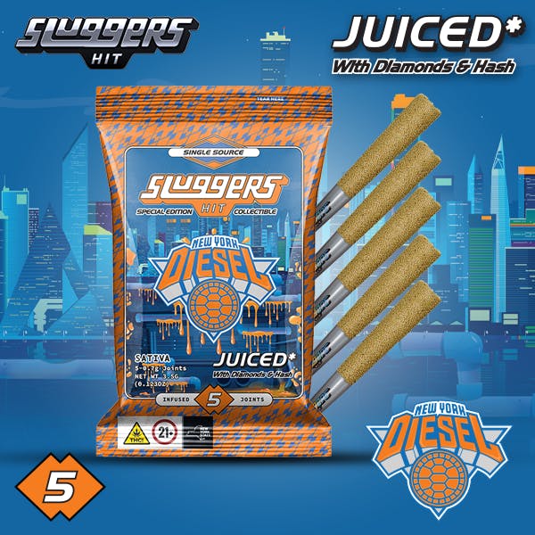 Sluggers | Juiced-NYC Diesel | Infused Pre-rolls | 5pk | 3.5g