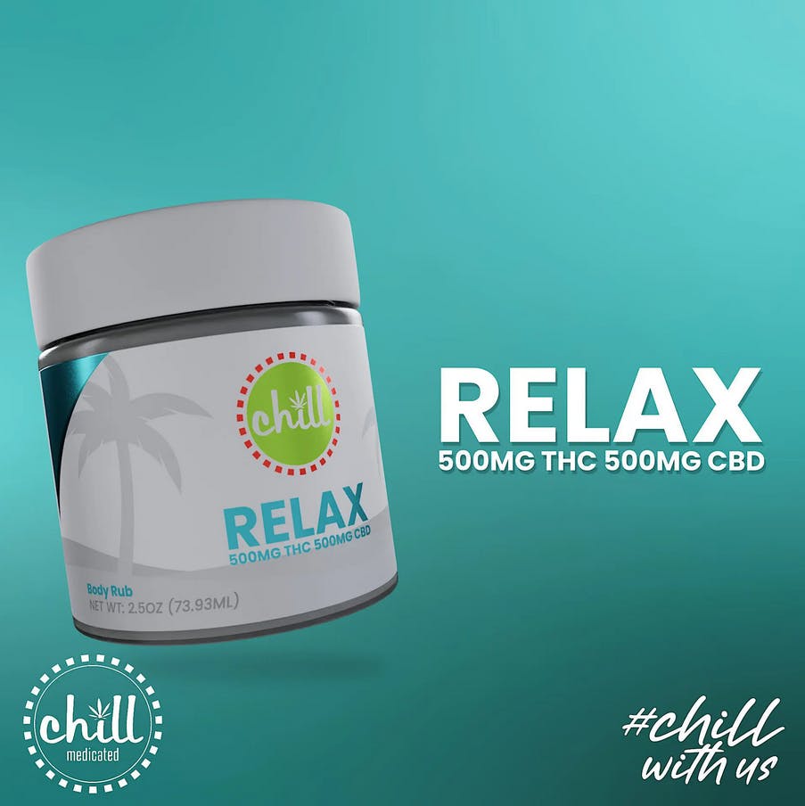 Product: Chill Medicated Relax Body Rub - CBD 500mg : THC 500mg