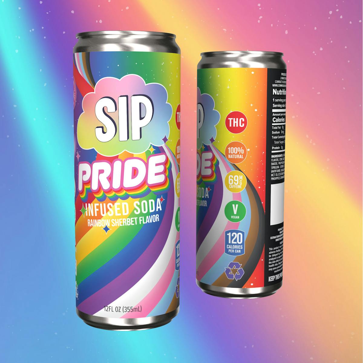 Photo of Sip Pride Rainbow Sherbet 5mg Soda CommCan