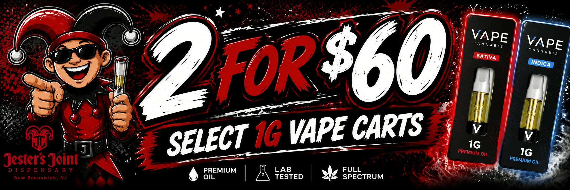 2 fo $60 vape carts plus a free 510 battery