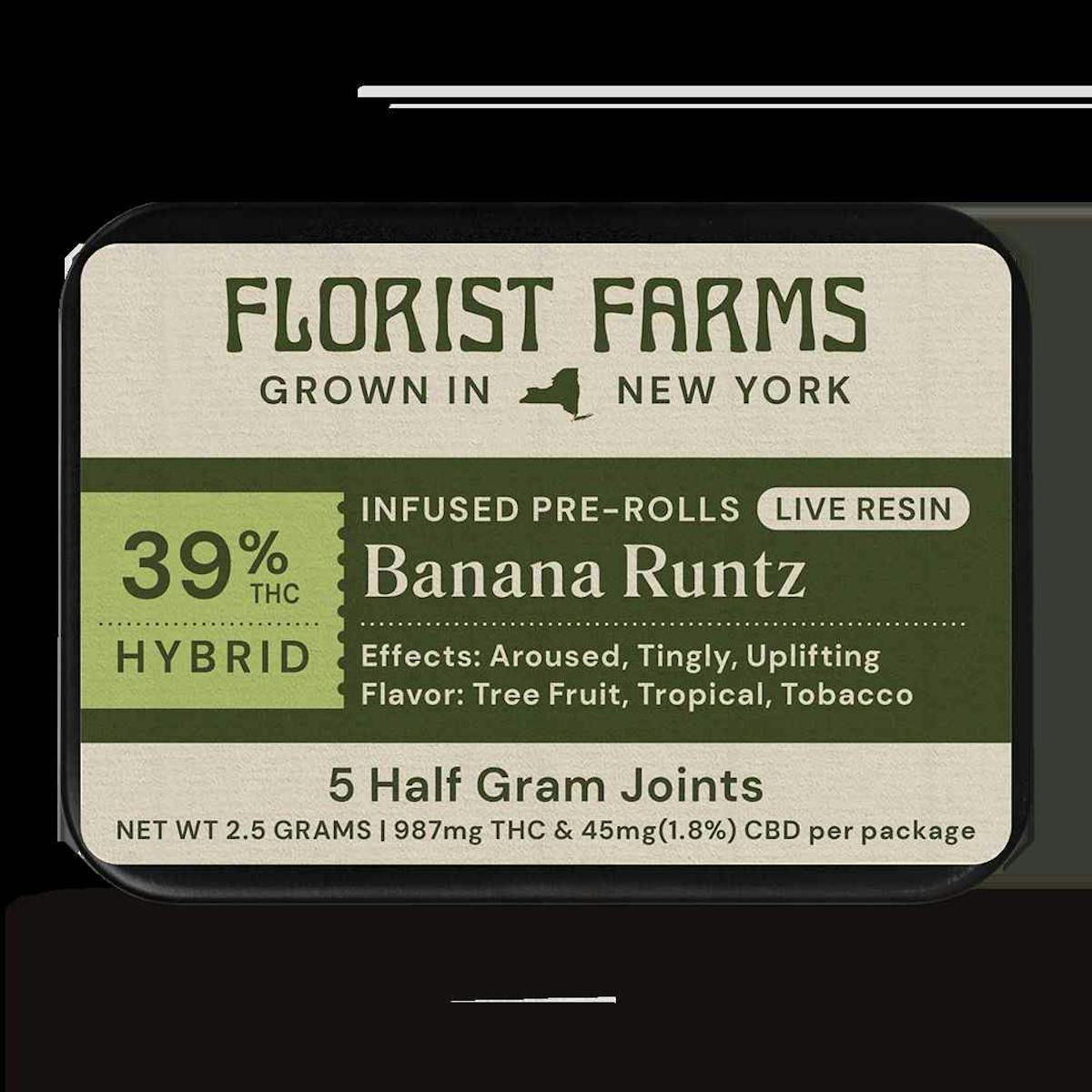 Photo of Florist Farms | Pre-Roll | Banana Runtz | Infused 0.5g 7pk