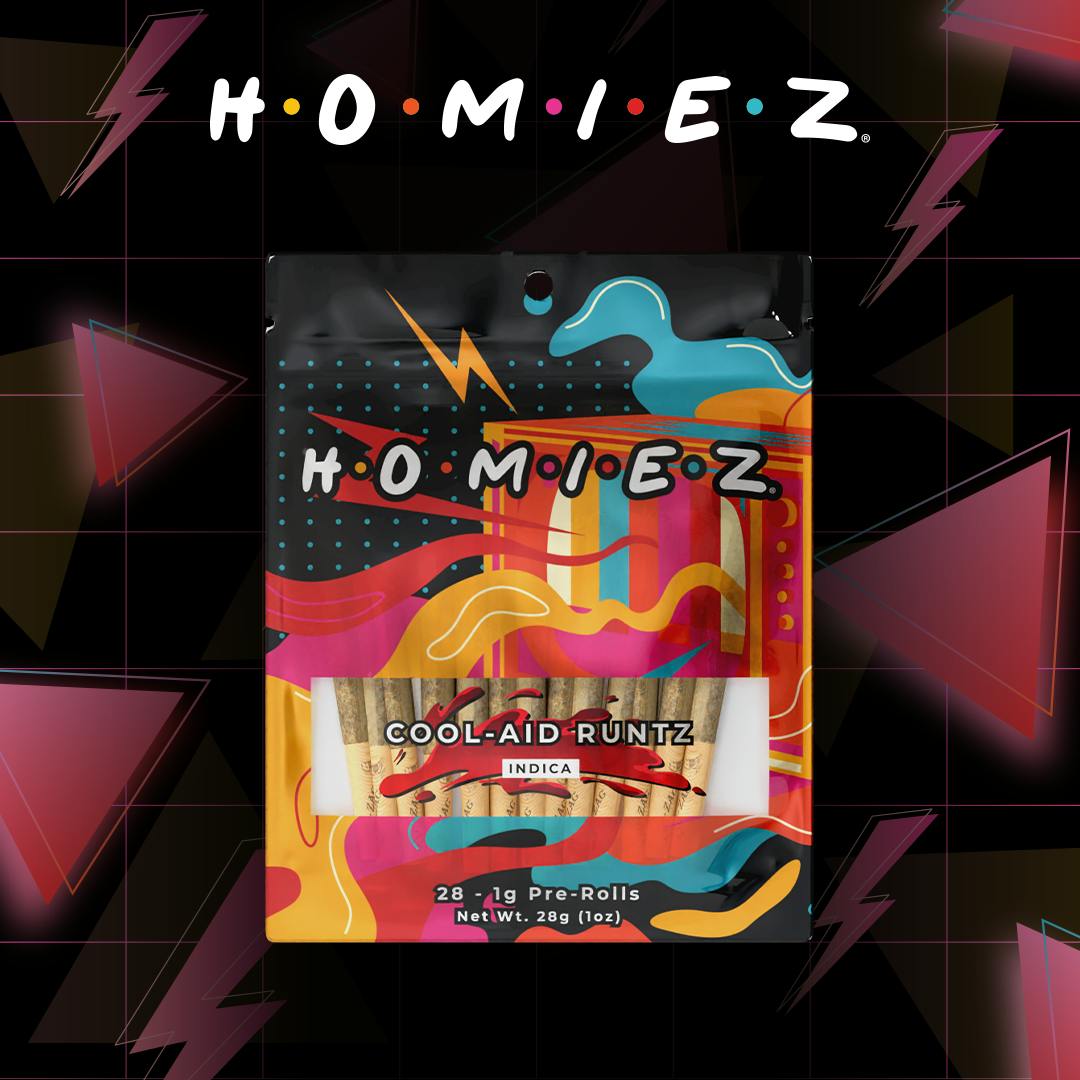 Product: Homiez | Cool-Aid Runtz | Pre-roll Pack | 1g x 28 (28g) | Indica