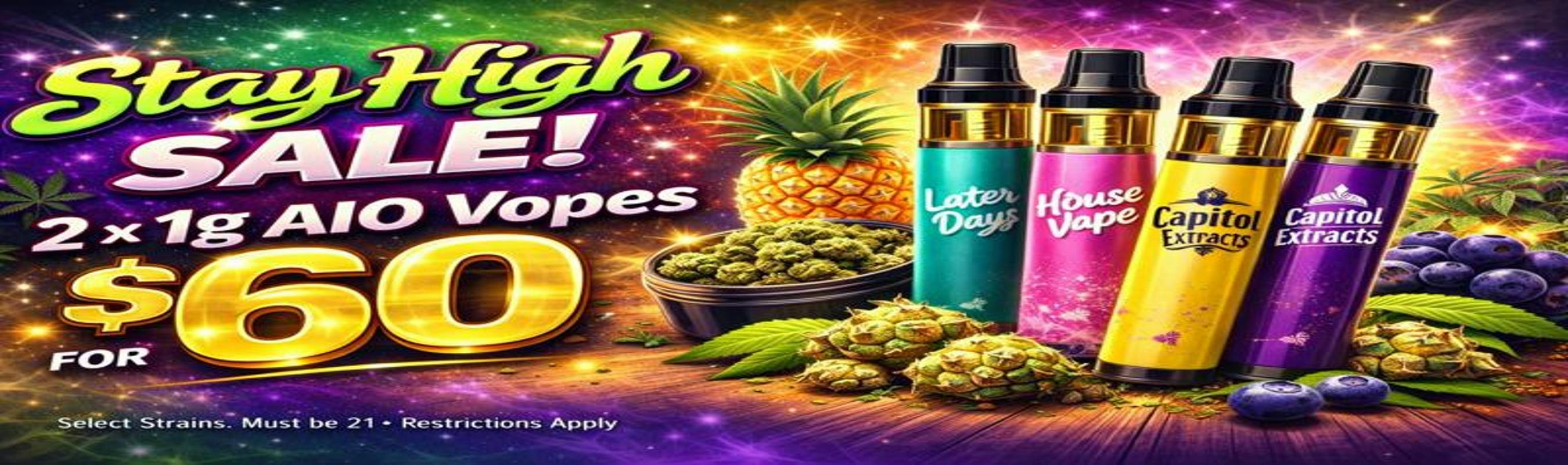 2 for $60 1 Gram All In One Vapes at Jesters Joint Dispensary- Puffin our way around New Brunswick