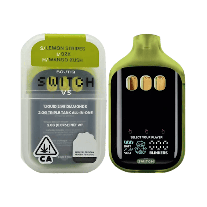 Boutiq Switch Live Diamond Disposable | Lemon Stripes x OZK x Mango Kush