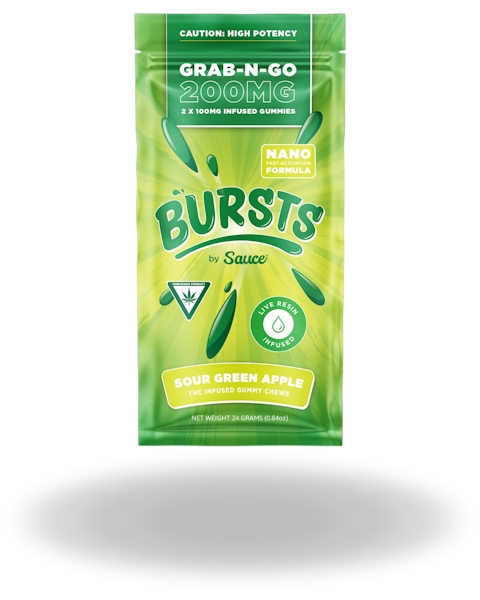 Sauce | Bursts Sour Green Apple Live Resin Gummies 2pk | 200mg