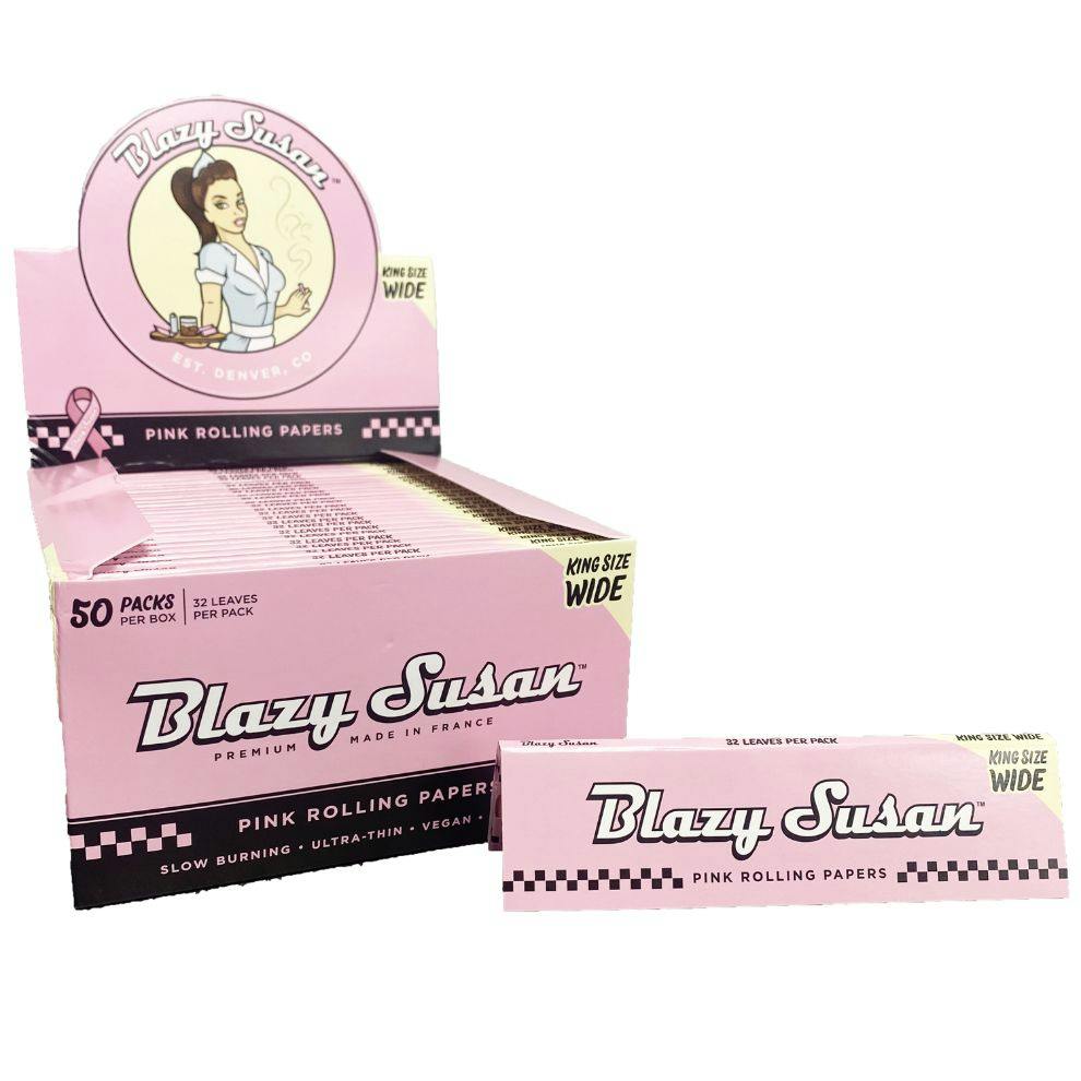 Blazy Susan - King Size Wide Pink Rolling Papers 32 Leaves