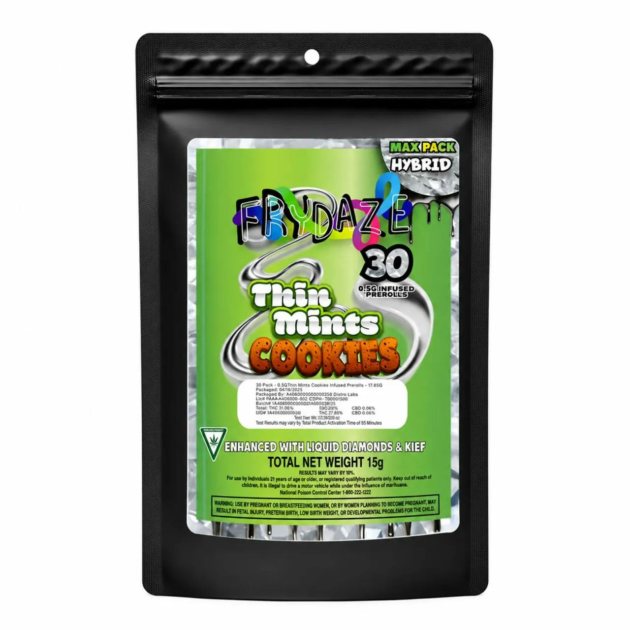Frydaze - 30-Pack .5g Infused Prerolls - Thin Mint Cookies