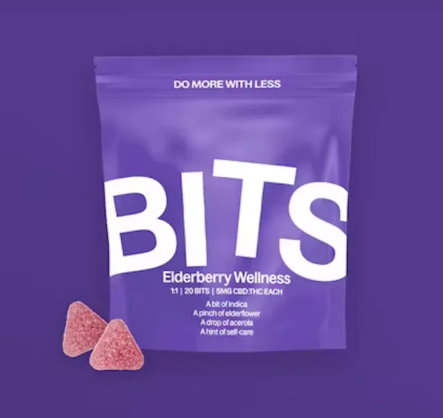BITS Gummies Elderberry Wellness 1 THC : 1 CBD 20pk/100mg (indica, 2.8g)