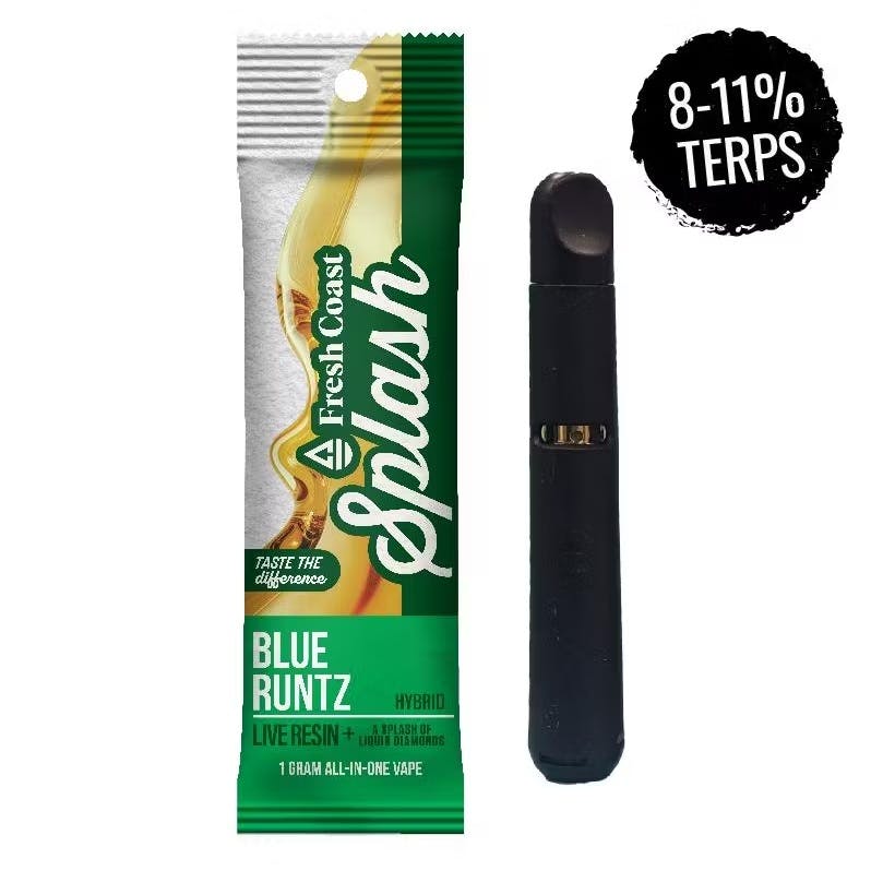 Product: Fresh Coast | Splash Blue Runtz Live Resin All-In-One Cartridge | 1g