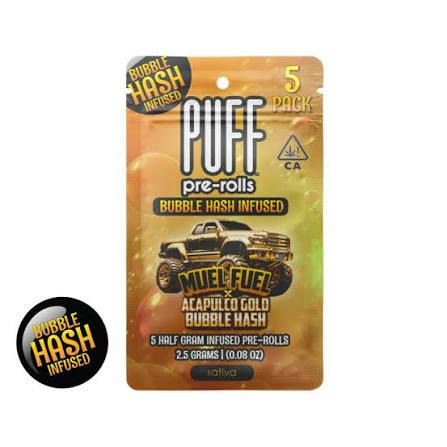 Puff | Mule Fuel x Acapulco Gold | Bubble Hash Infused Prerolls | 5pk | 2.5g PUFF Pre-Rolls