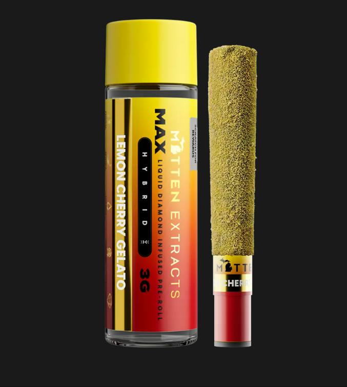 Lemon Cherry Gelato Infused Pre-Roll Hybrid by Mitten Extracts – Pre-Rolls at Gatsby Cannabis