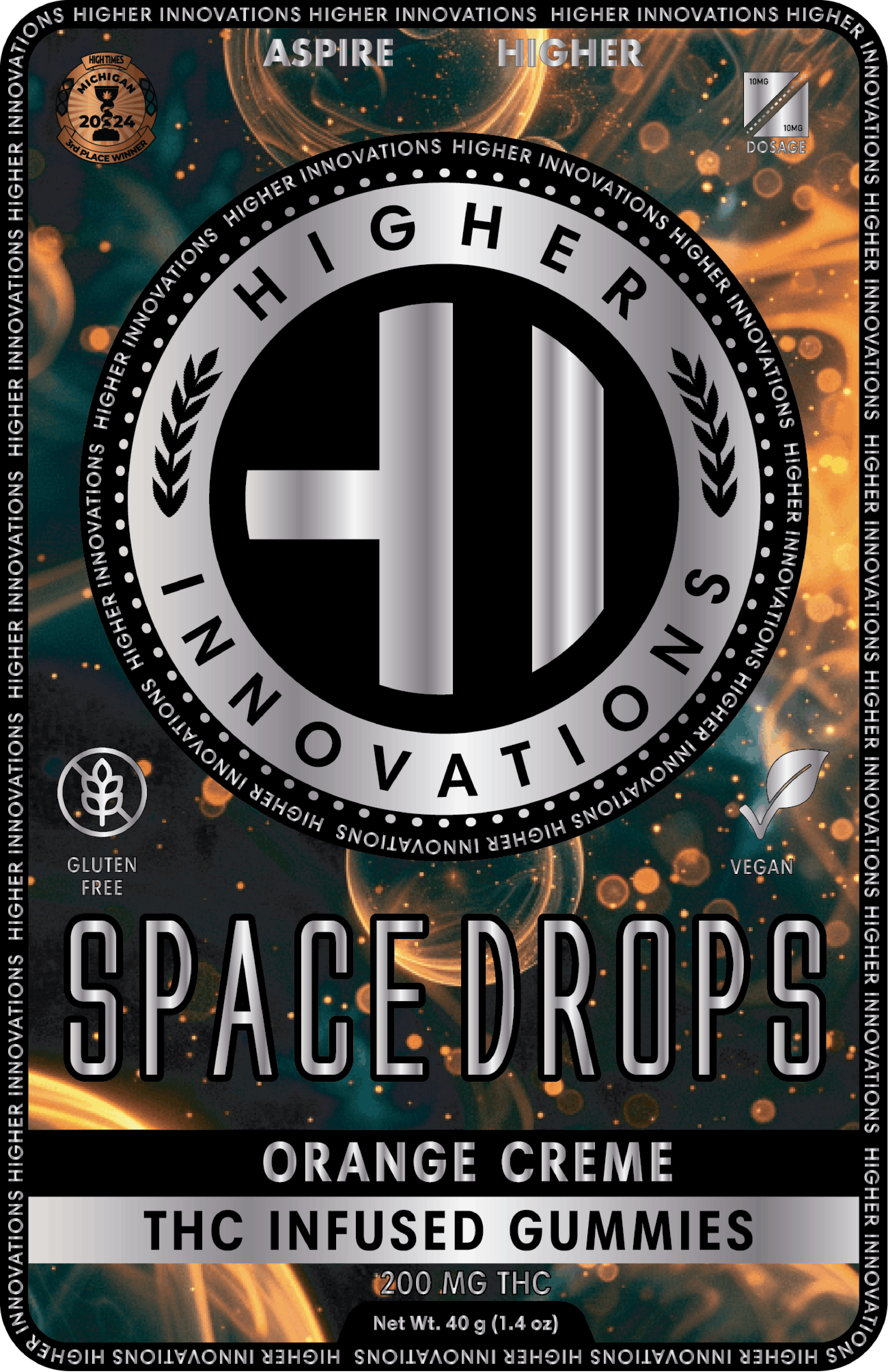 Product: Higher Innovation | Orange Creme | Infused Space Drops | 200mg | Hybrid