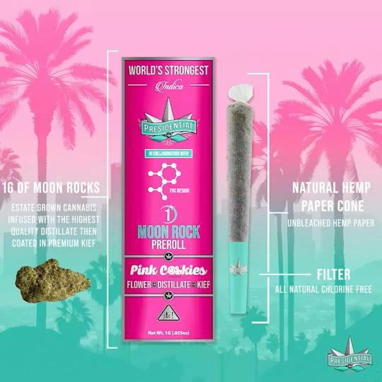 Pink Cookies Moonrock Infused Pre-Roll Indica by Presidential – Pre-Rolls at Gatsby Cannabis