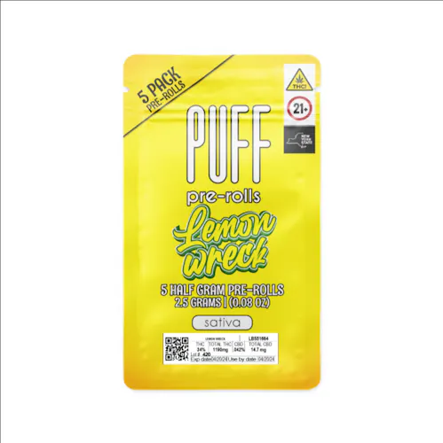 Lemon Wreck – sativa – 5 pack pre-rolls – 2.5 gram-2