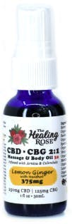 Healing Rose | Herbal Massage & Body Oil 3X | Lemon Ginger | Travel Size | 375mg CBD