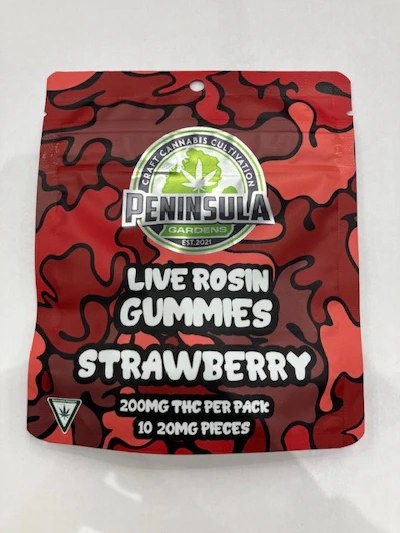 Peninsula - 200mg Live Rosin Gummies - Strawberry - EDIBLES by Peninsula Gardens at King of Budz