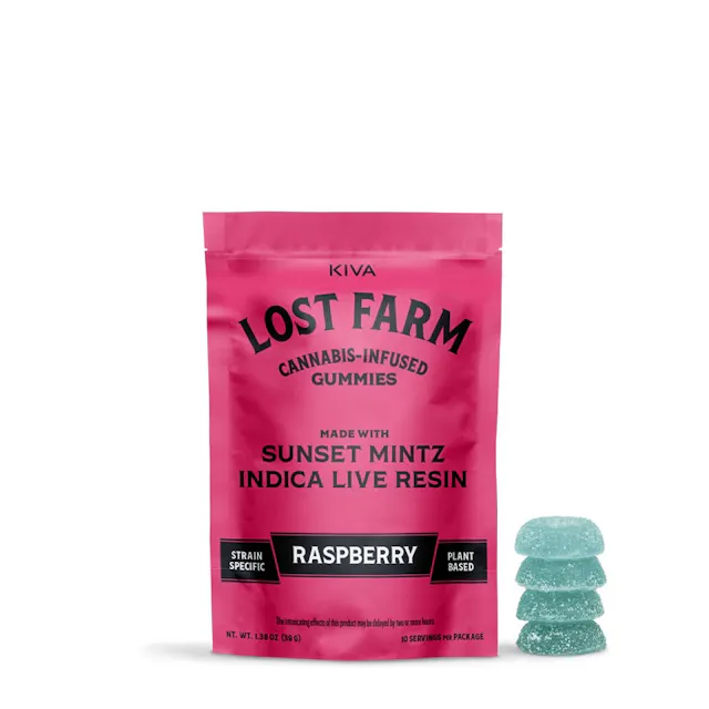 Lost Farms Lost Farm Live Resin Gummies Raspberry 10pk/100mg (indica, 1g)