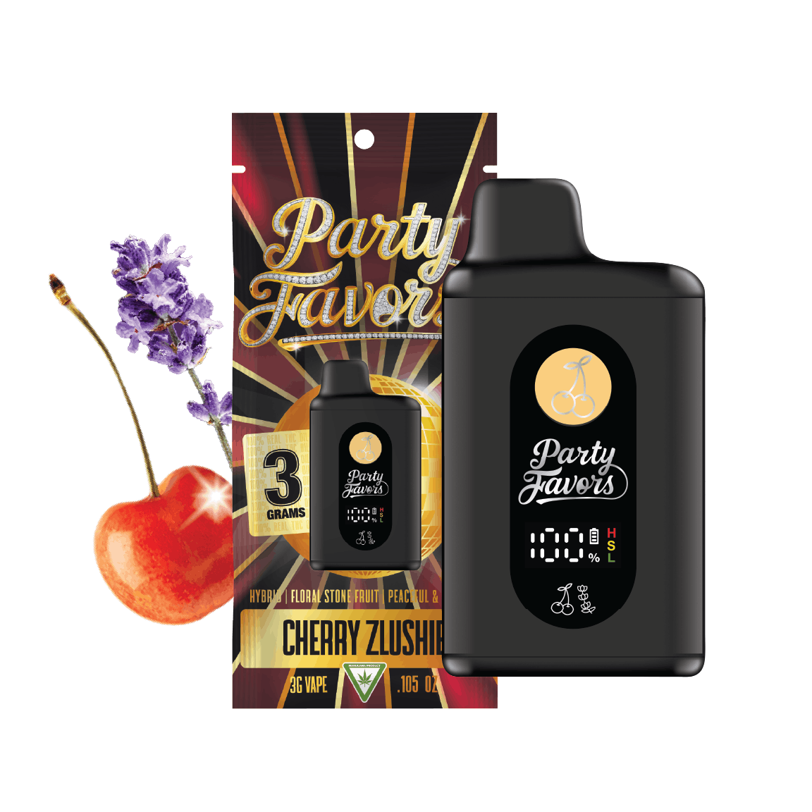 Product: Party Favors | Cherry Zlushie Juice Box All-In-One Disposable | 3g