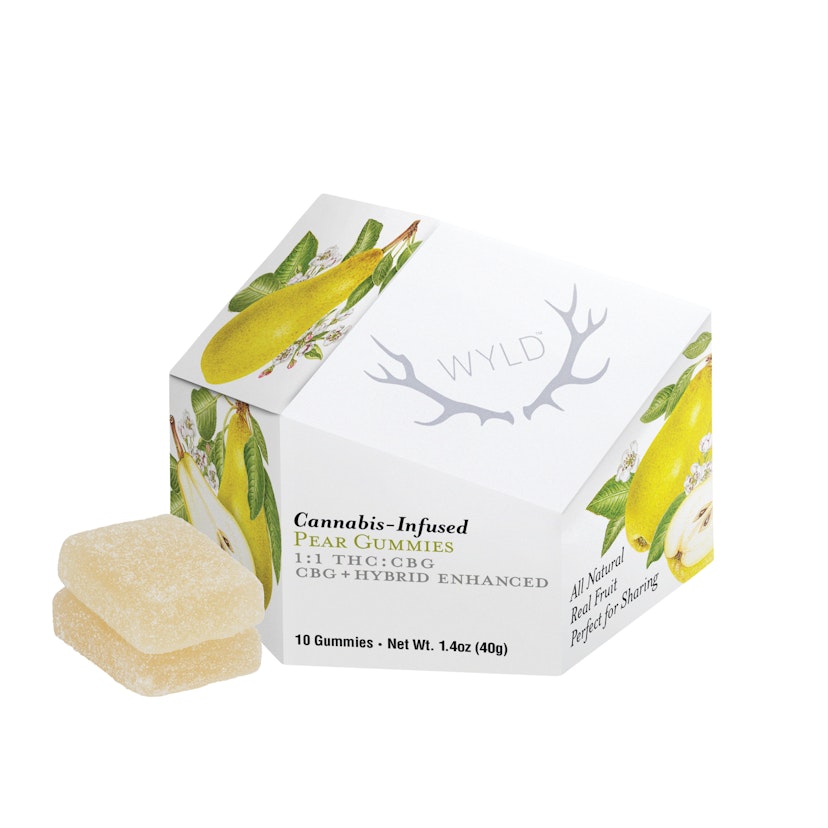WYLD Edibles: 1:1 CBG Pear Gummies (H) 100mg