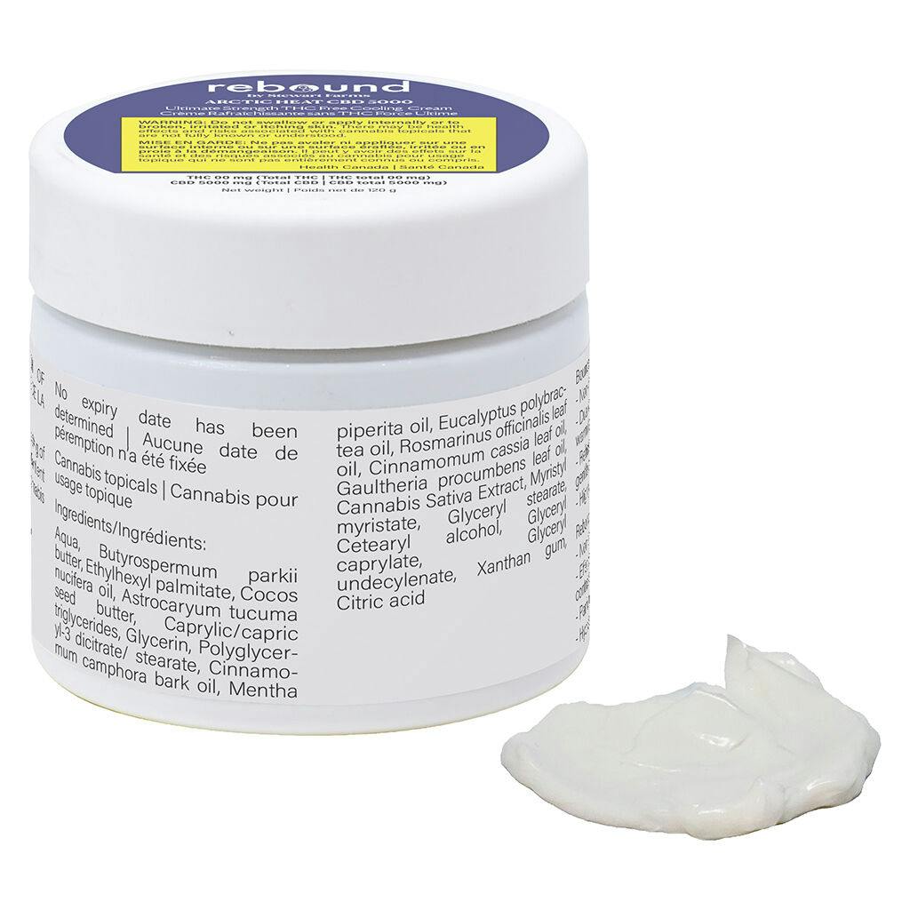 Rebound by stewart farms - arctic heat cbd 5000 ultimate strength thc free cooling crea - 120g