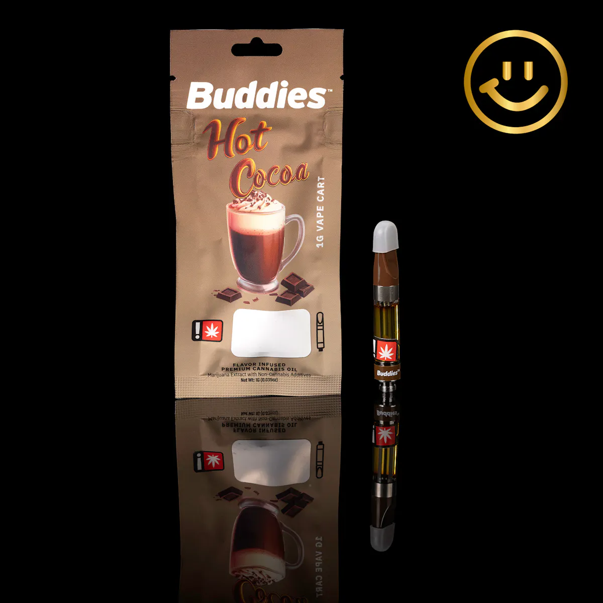 Buddies 1g HOT COCOA Distillate All-In-One Rechargeable Vape Cartridge 1g  Vaporizers