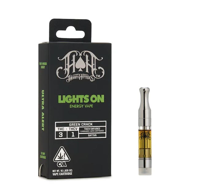 Green Crack Lights On Energy THCV Vape | Heavy Hitters | Cartridge ...