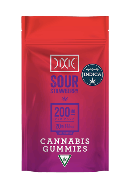 Product: Dixie | Sour Strawberry Indica Gummies | 200mg*