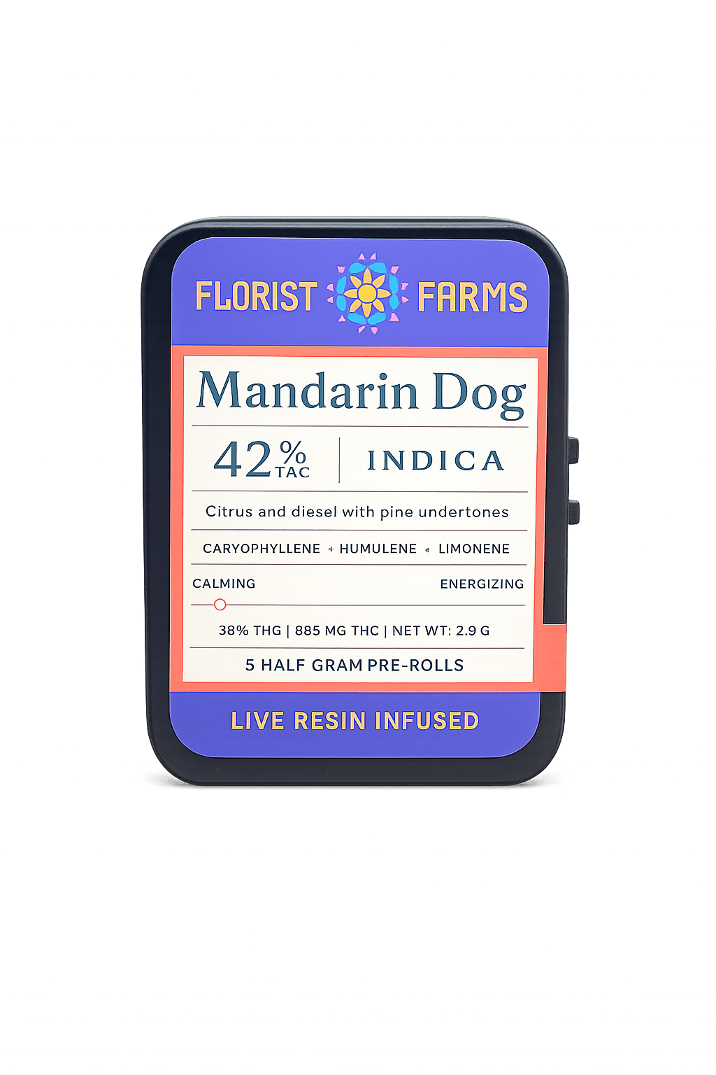 Florist Farms Mandarin Dog Live Resin Infused Preroll 5pk