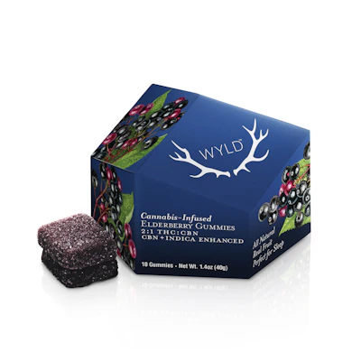 WYLD - 100mg Gummies 2:1 THC/CBN - Elderberry - EDIBLES by Wyld at King of Budz