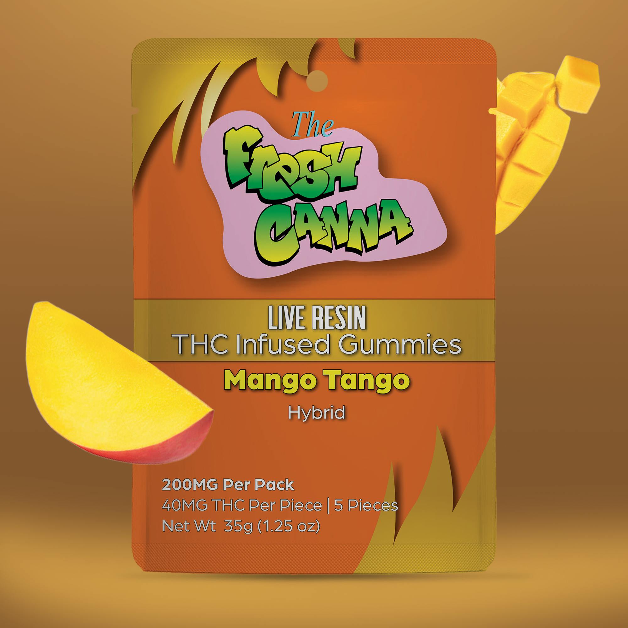 Fresh Canna | Mango Tango live Resin 5pk 200mg Gummies