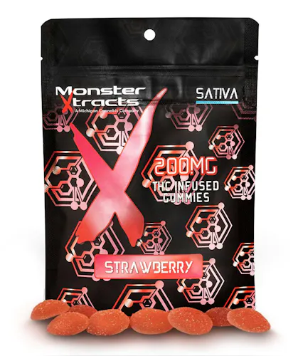 Monster Xtracts Strawberry Gummies 200mg Rec-active