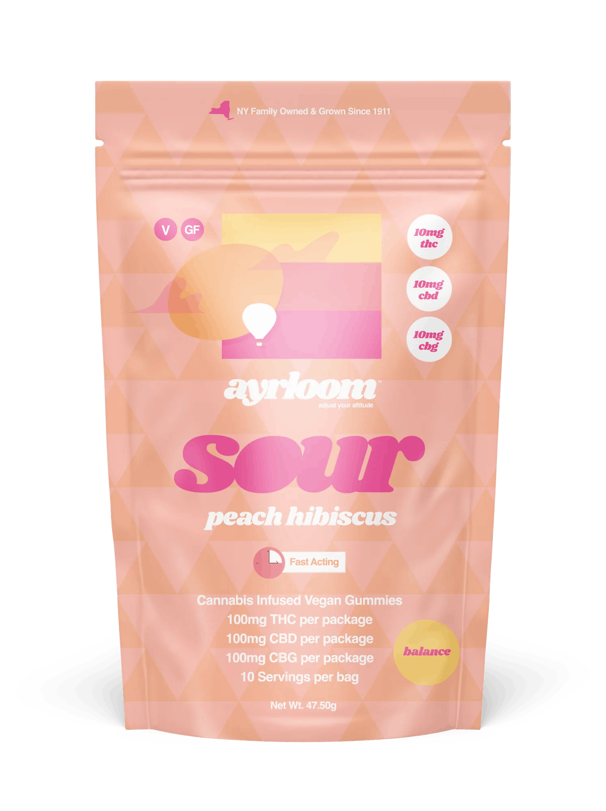 Photo of Sour Peach Hibiscus 1:1:1 I Gummies I 10pk