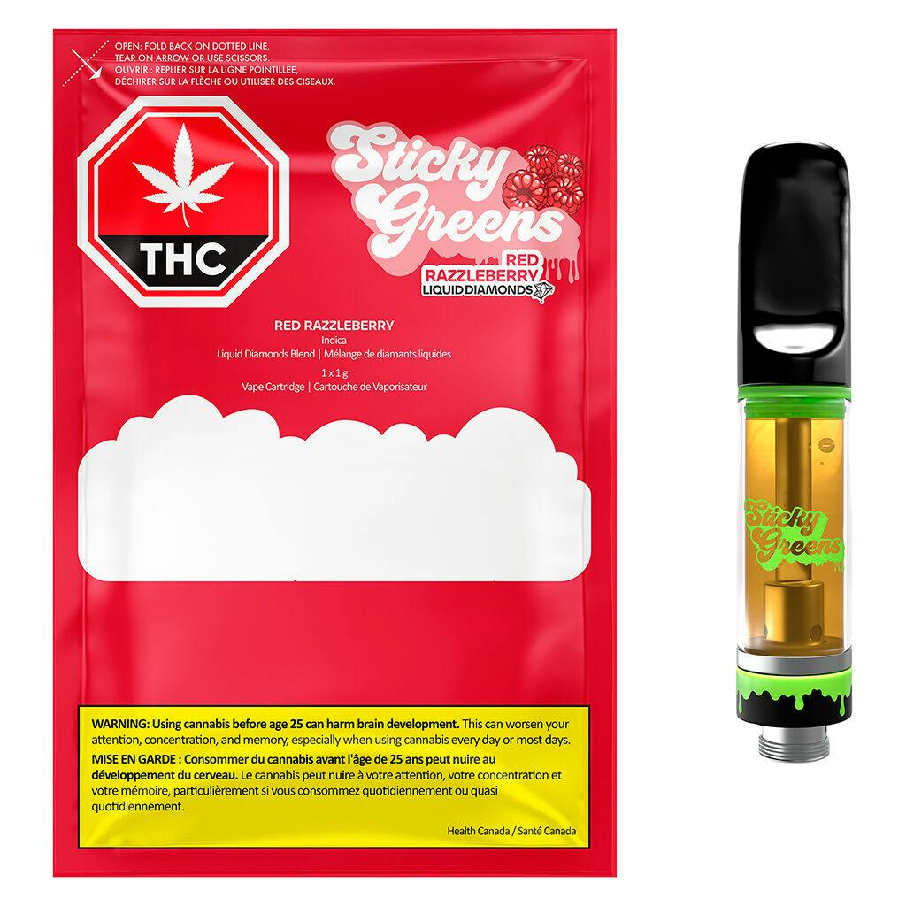 Sticky Greens - Red Razzleberry Liquid Diamond 510 Thread Cartridge