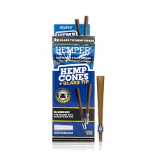 Hemper | Blueberry | 109mm King Size Hemp Cone + Glass Tip | 2Pack