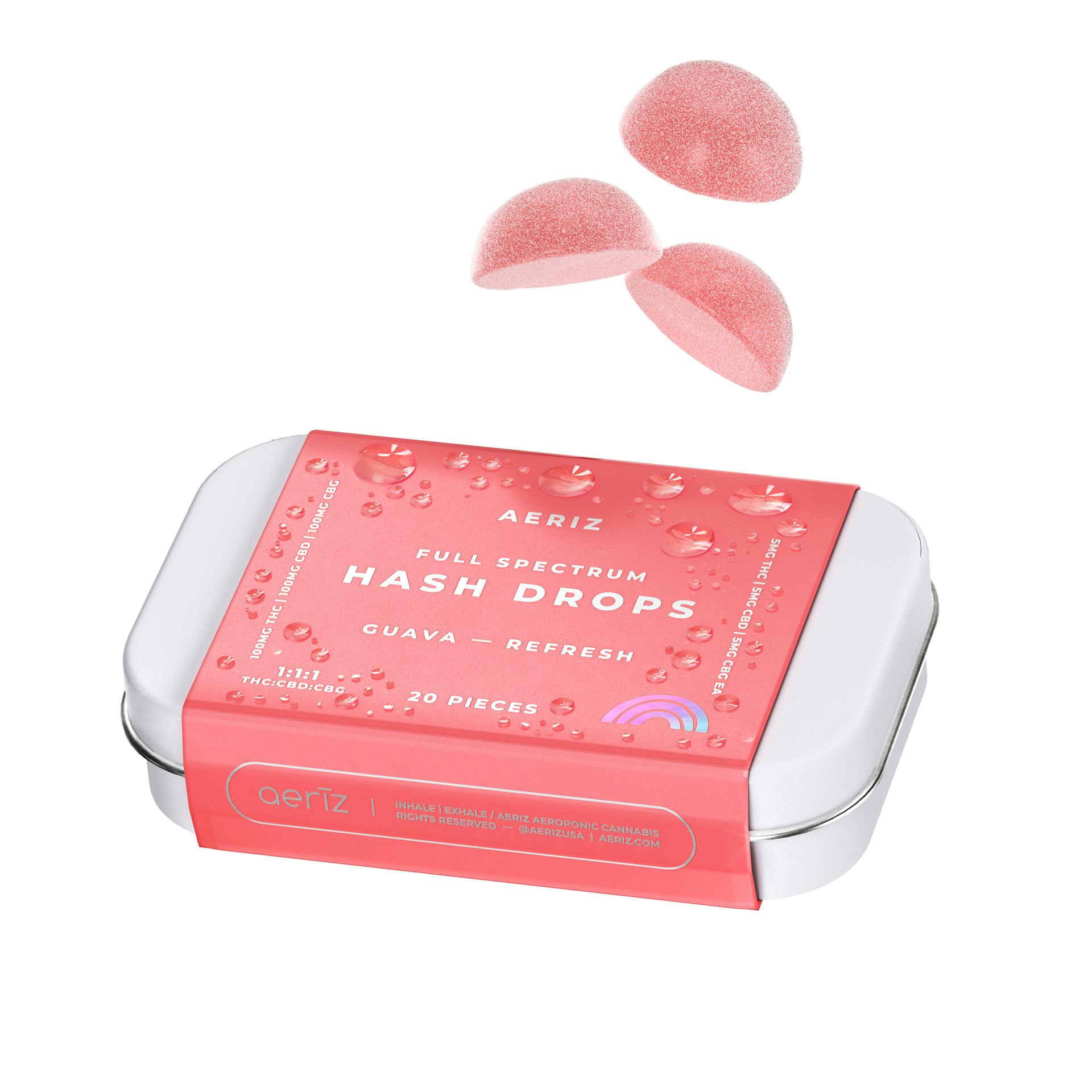 Aeriz - Hash Drop Gummies - Guava 1:1:1 (S) (100mg THC/CBD/CBG)