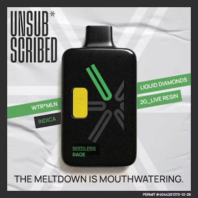 Unsubscribed - 2g Liquid Diamond & Live Resin Disposable - Seedless Rage - DISPOSABLES by UNSUBSCRIBED at King of Budz
